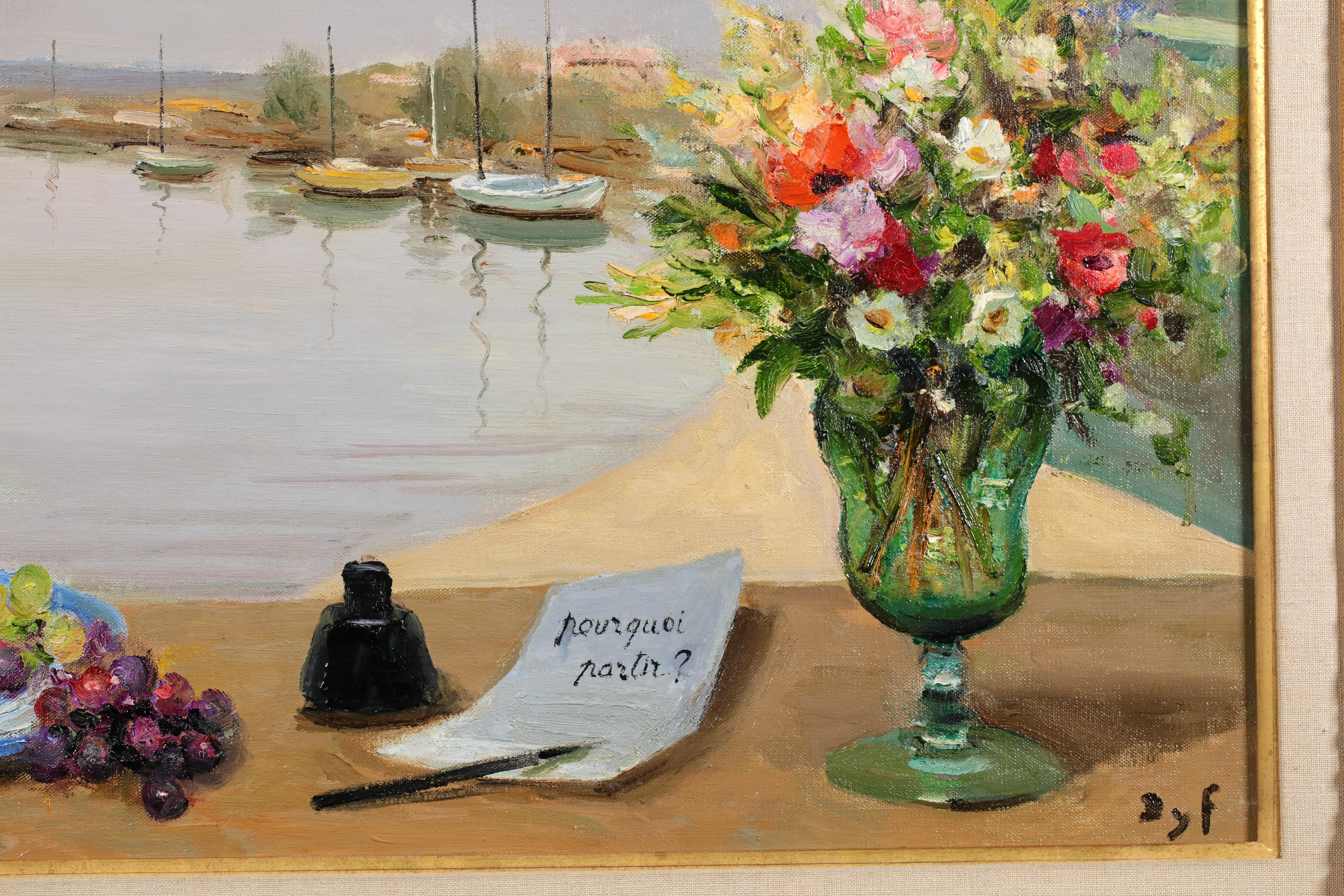 Pourquoi partir? - Natura morta paesaggistica post impressionista di Marcel Dyf in vendita 8
