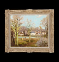 Riviere de Neuphle Landscape impressionist painting of the french countryside