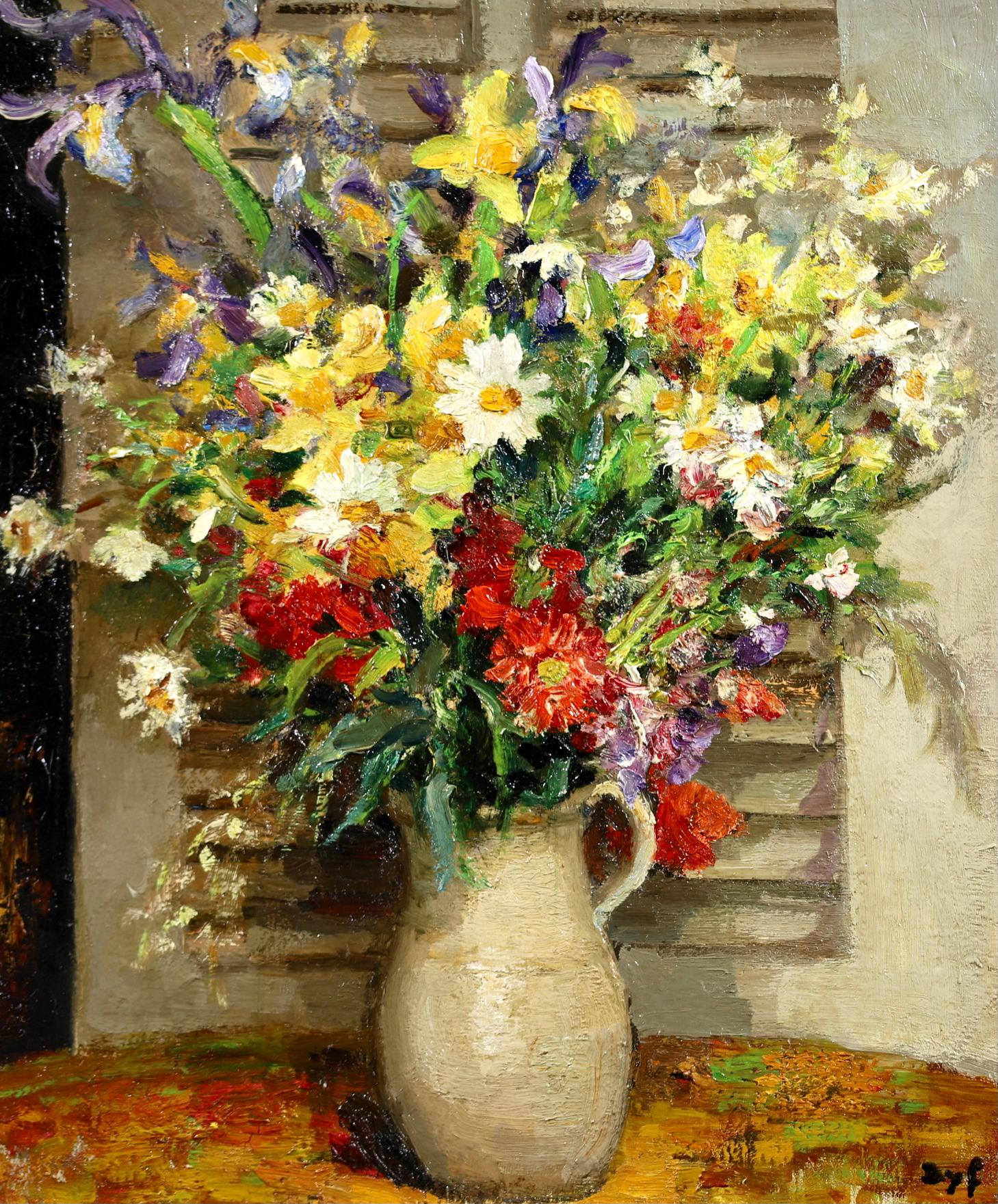 Vase de Fleurs - Post Impressionist Oil, Still Life Flowers by Marcel Dyf For Sale 8