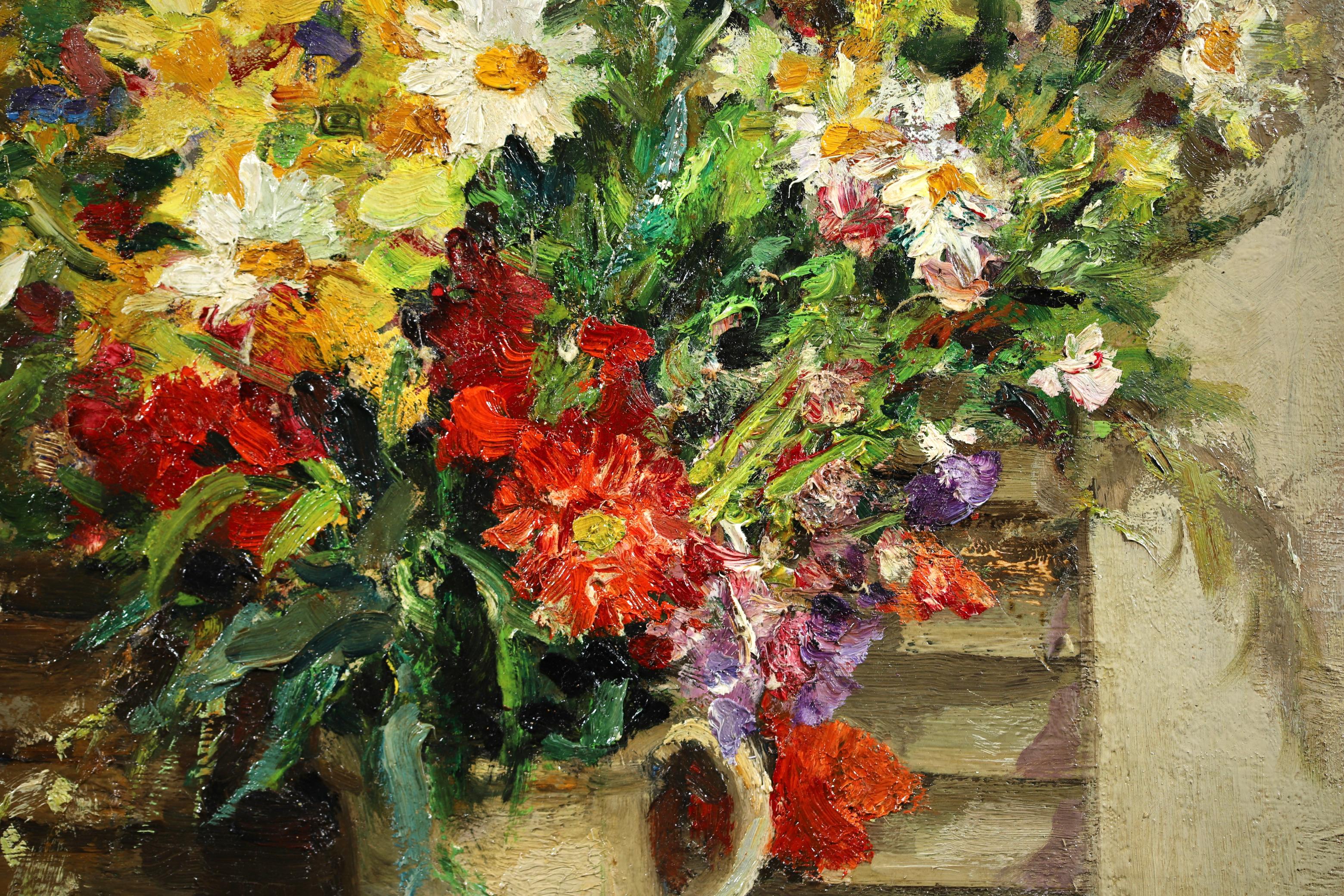 Vase de Fleurs - Post Impressionist Oil, Still Life Flowers by Marcel Dyf For Sale 2