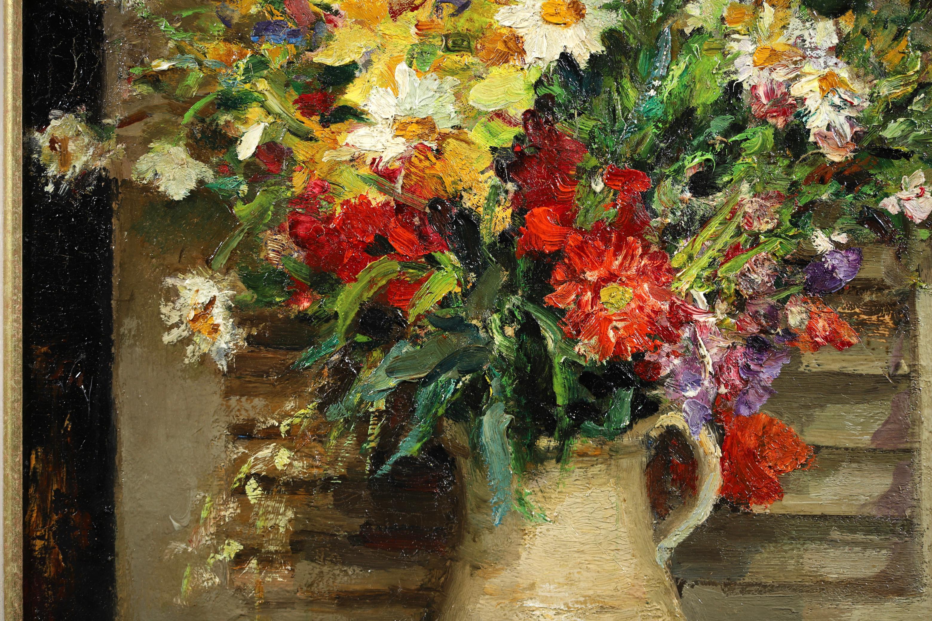 Vase de Fleurs - Post Impressionist Oil, Still Life Flowers by Marcel Dyf For Sale 3