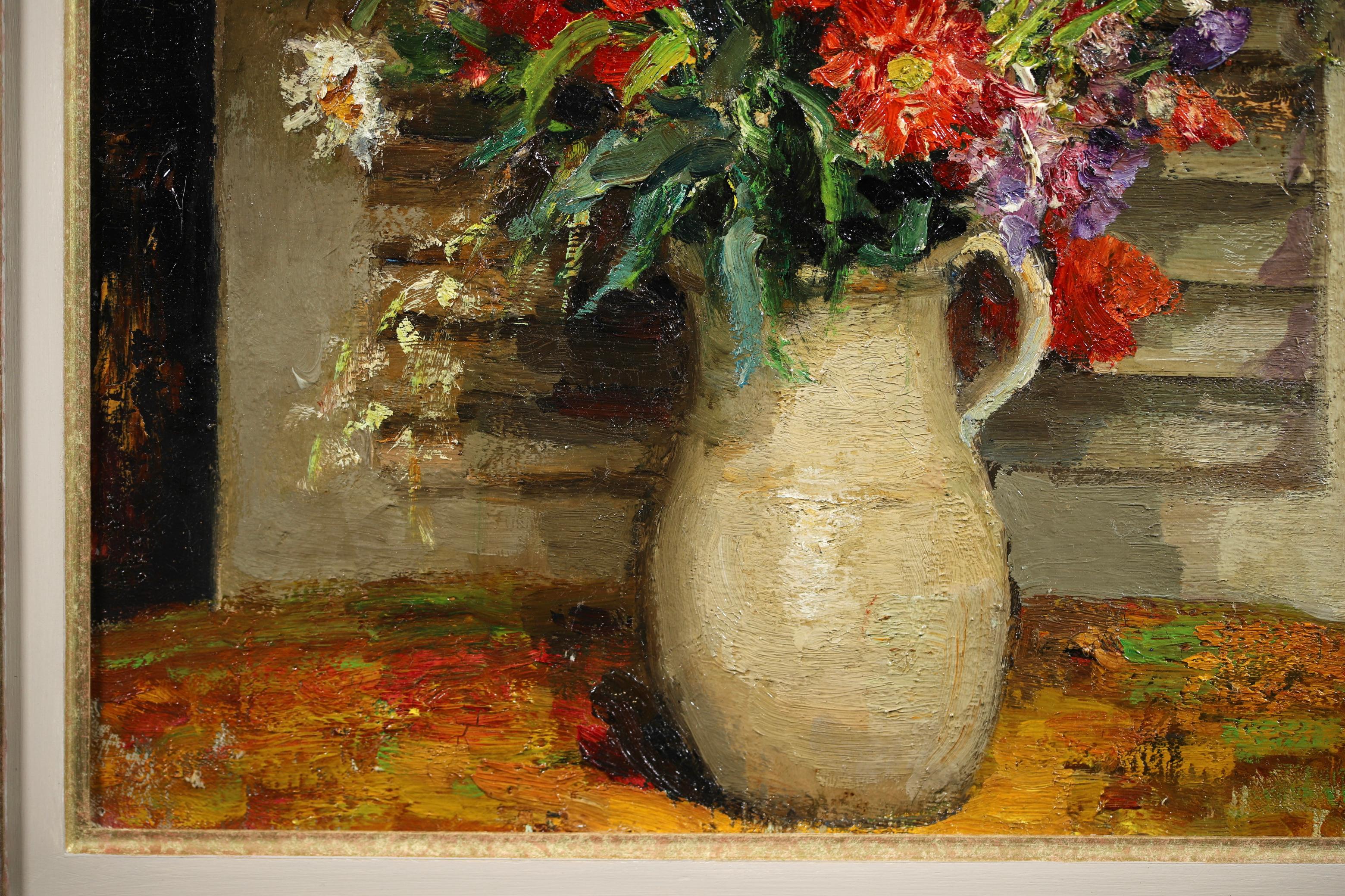 Vase de Fleurs - Post Impressionist Oil, Still Life Flowers by Marcel Dyf For Sale 4