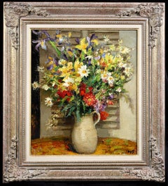 Vase de Fleurs, huile post-impressionniste, natures mortes fleurs de Marcel Dyf