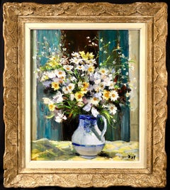 Anthemis jaune et blanc - Huile post-impressionniste:: fleur de nature morte - Marcel Dyf