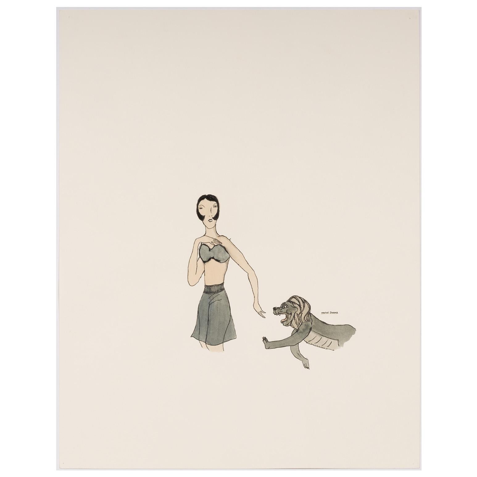 Fashion Beast - Surrealist Mixed Media Art by Marcel Dzama
