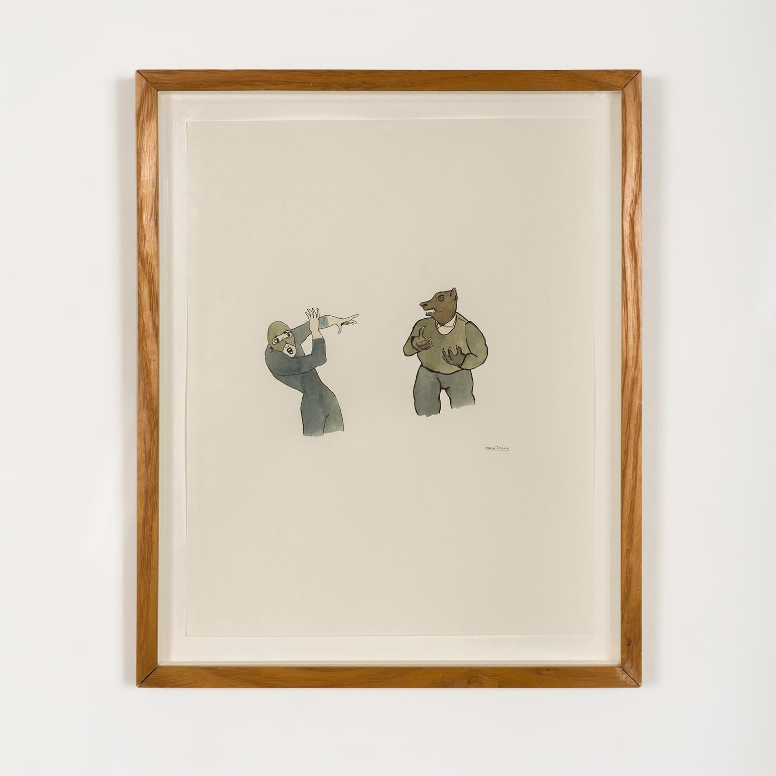 Loup effrayé - Mixed Media Art de Marcel Dzama