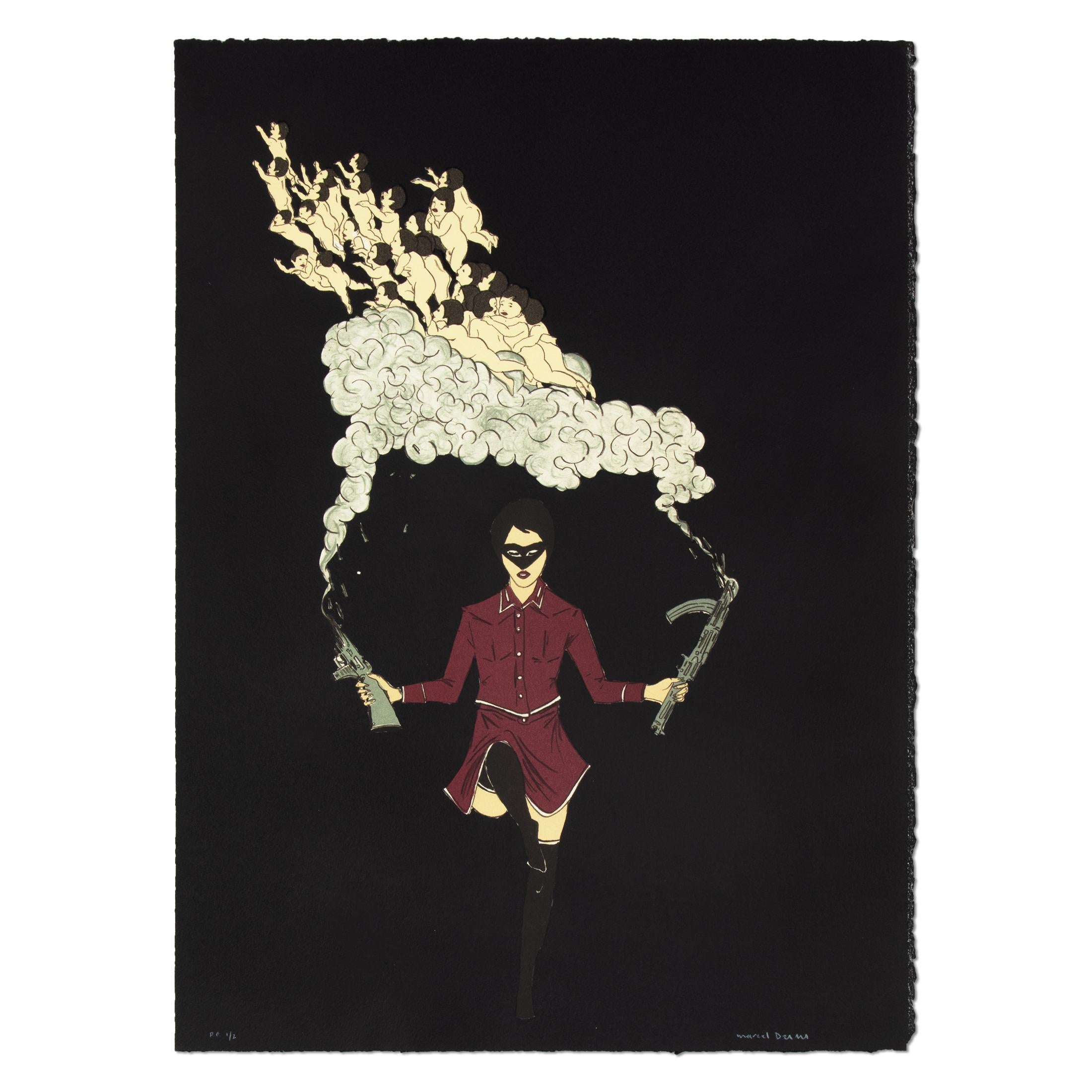 Marcel Dzama, Farewell loved ones (black)