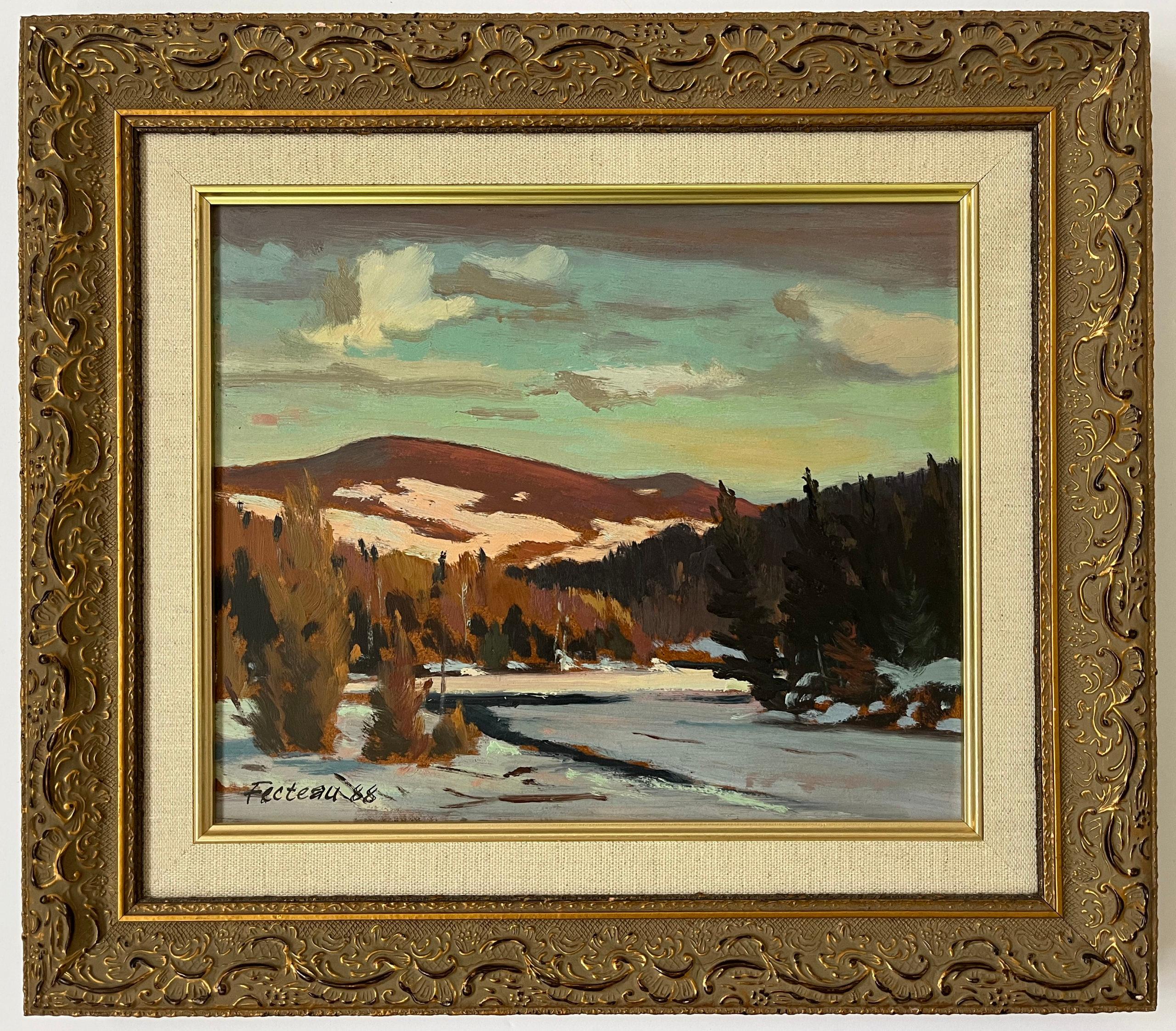 Sans titre ( Paysage d'hiver, Québec) - Painting de Marcel Fecteau