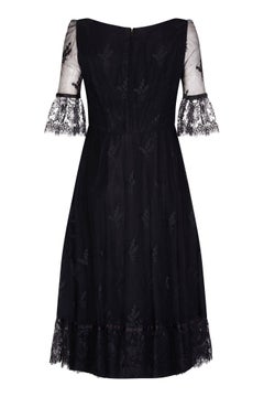 Marcel Fenez 1960s Black Cocktail Dress With Lace Cuffs