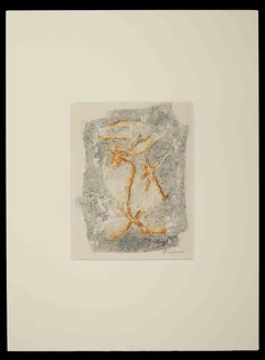Composition abstraite - eau-forte originale de Marcel Fiorini - années 1960