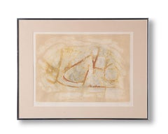 Marcel Fiorini Litografia astratta di metà secolo moderno "Sur la Lande" 1965