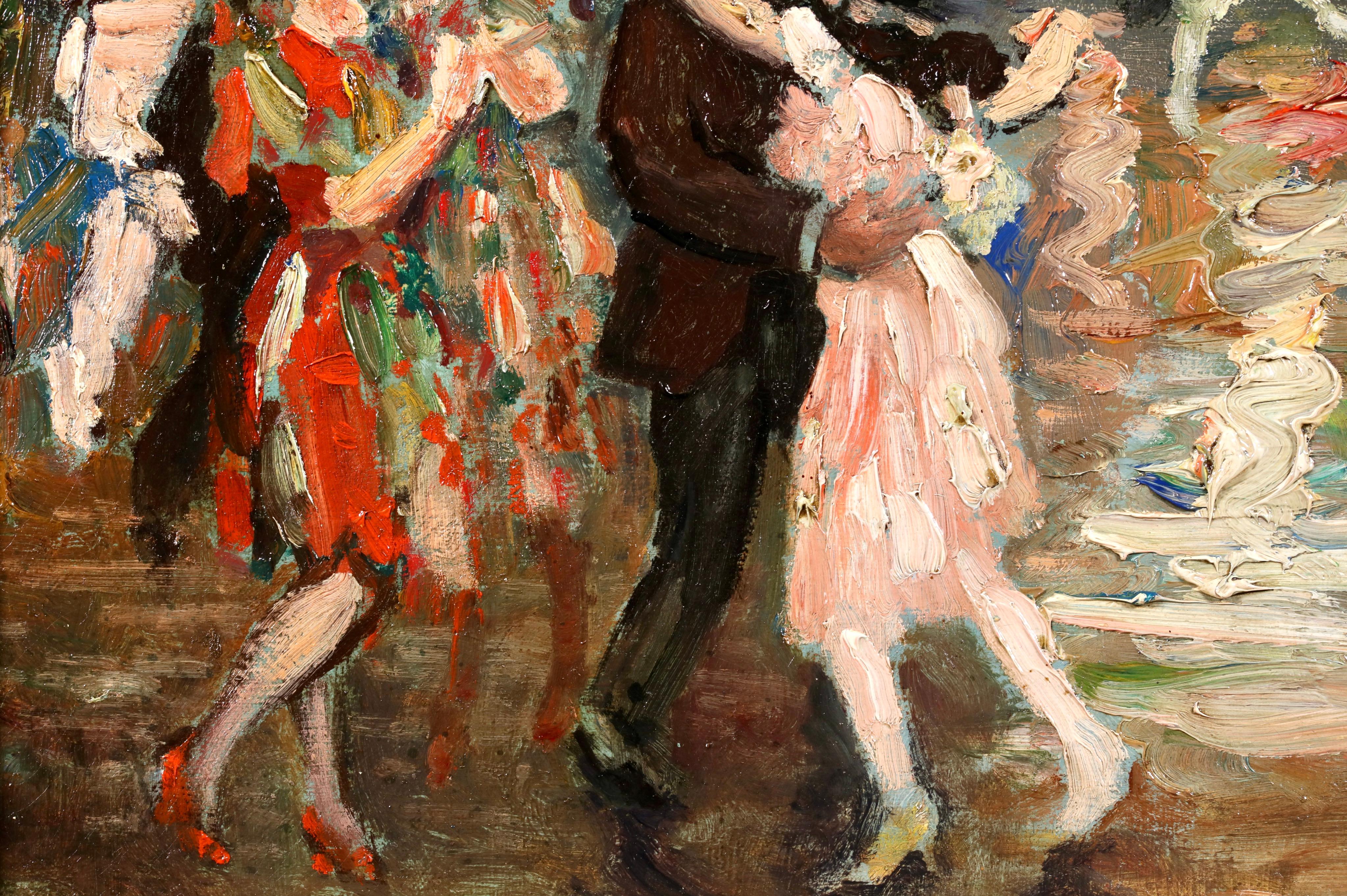 Le Bal de Moulin Rouge - Olio figurativo modernista di Marcel Francois Leprin in vendita 1