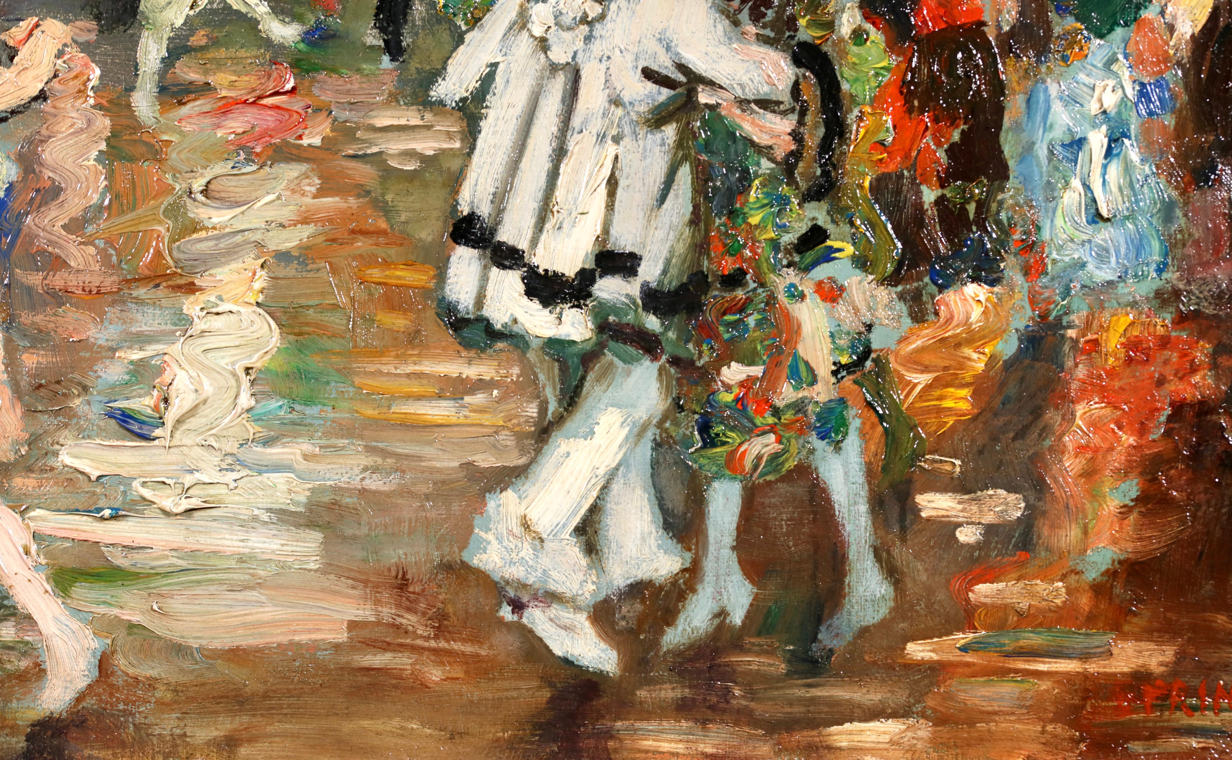 Le Bal de Moulin Rouge - Olio figurativo modernista di Marcel Francois Leprin in vendita 2