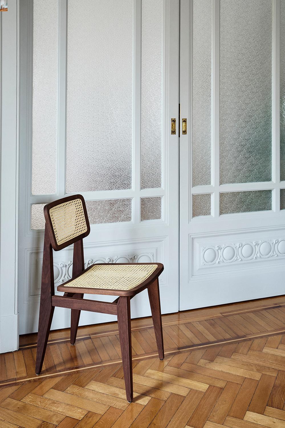 Marcel Gascoin 'C-Chair' Dining Chair American Walnut All French Cane for GUBI For Sale 2