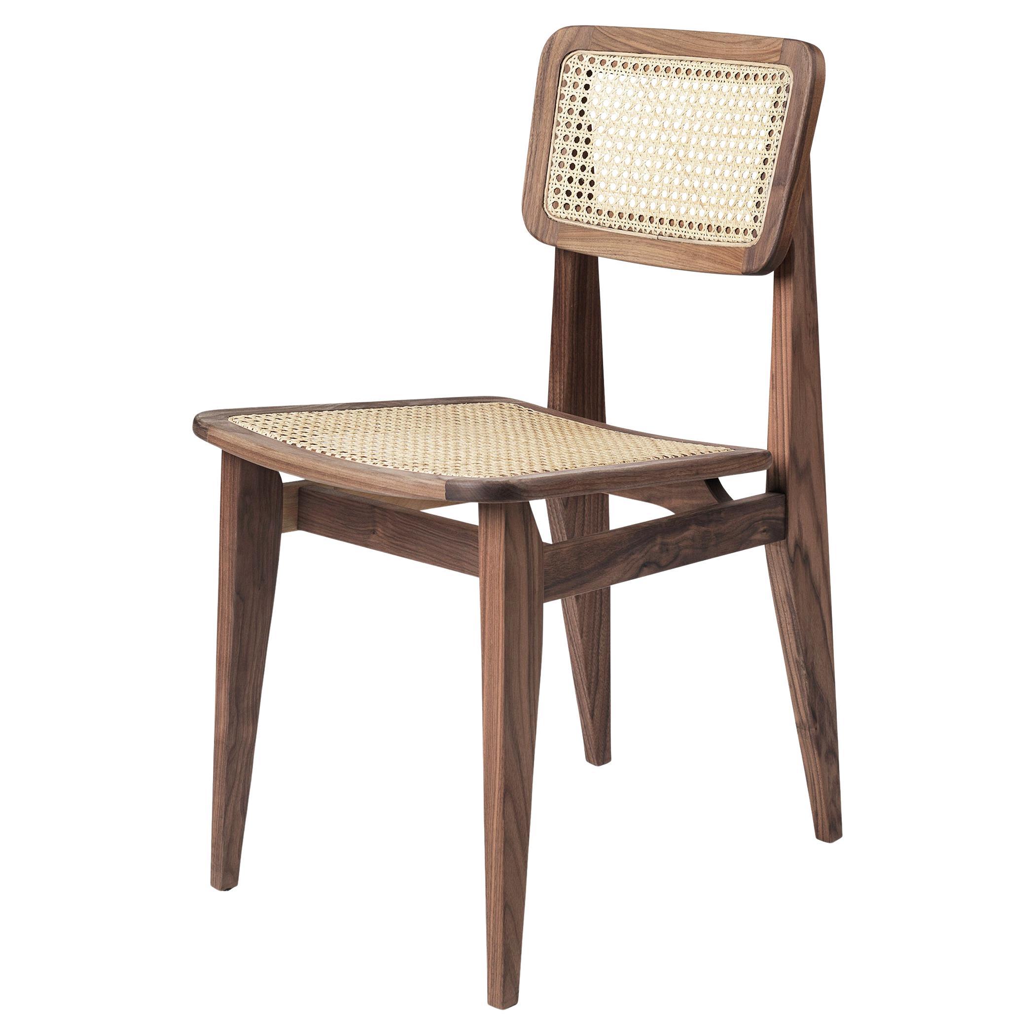 Marcel Gascoin 'C-Chair' Dining Chair American Walnut All French Cane for GUBI
