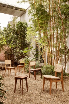 Marcel Gascoin 'C-Chair' Dining Chair American Walnut Oiled Paper Cord for GUBI