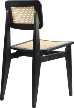 Marcel Gascoin 'C-Chair' Dining Chair Black Stained Oak All French Cane for GUBI