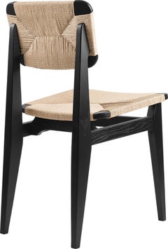 Marcel Gascoin 'C-Chair' Dining Chair Black Stained Oak Paper Cord for GUBI