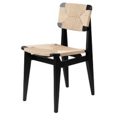 Marcel Gascoin 'C-Chair' Dining Chair Black Stained Oak Paper Cord for GUBI