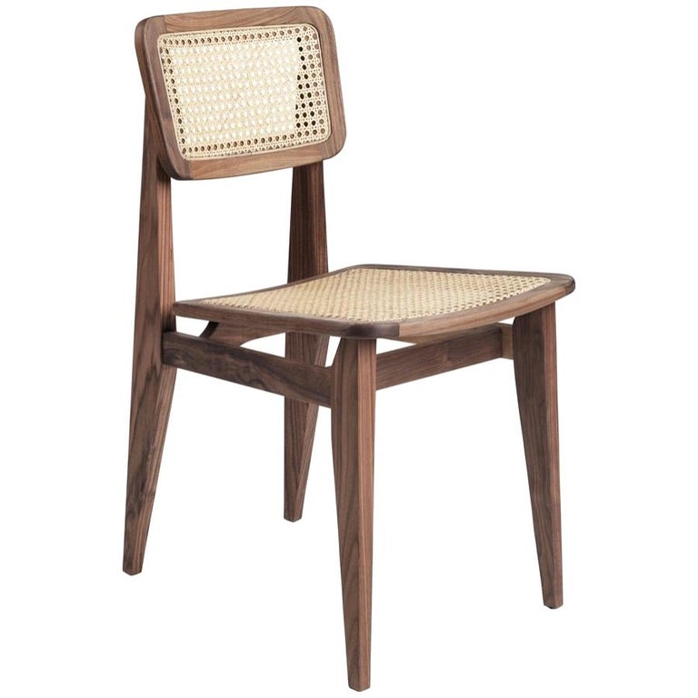 Marcel Gascoin C-Chair Dining Chair in American Walnut For Sale