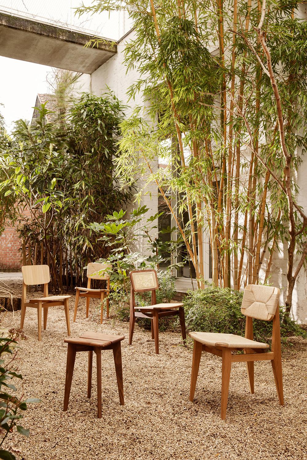Wood Marcel Gascoin 'C-Chair' Dining Chair Oak Oiled All French Cane for GUBI For Sale