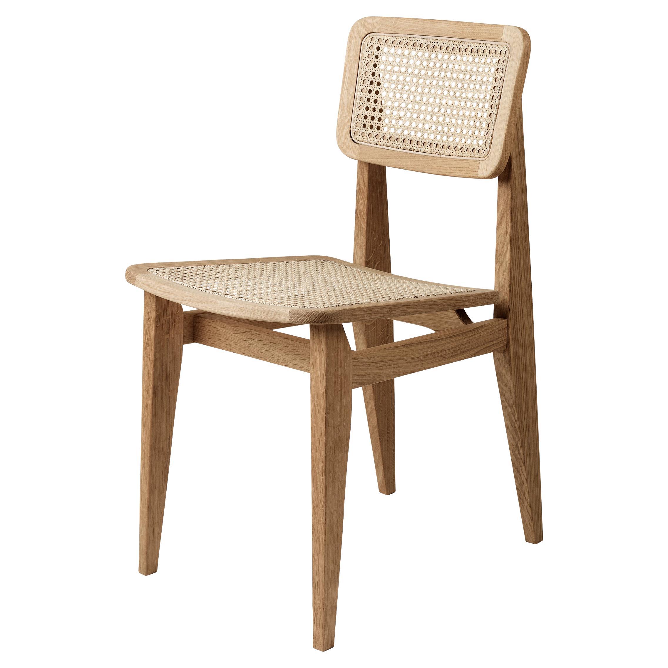 Marcel Gascoin 'C-Chair' Dining Chair Oak Oiled All French Cane for GUBI For Sale