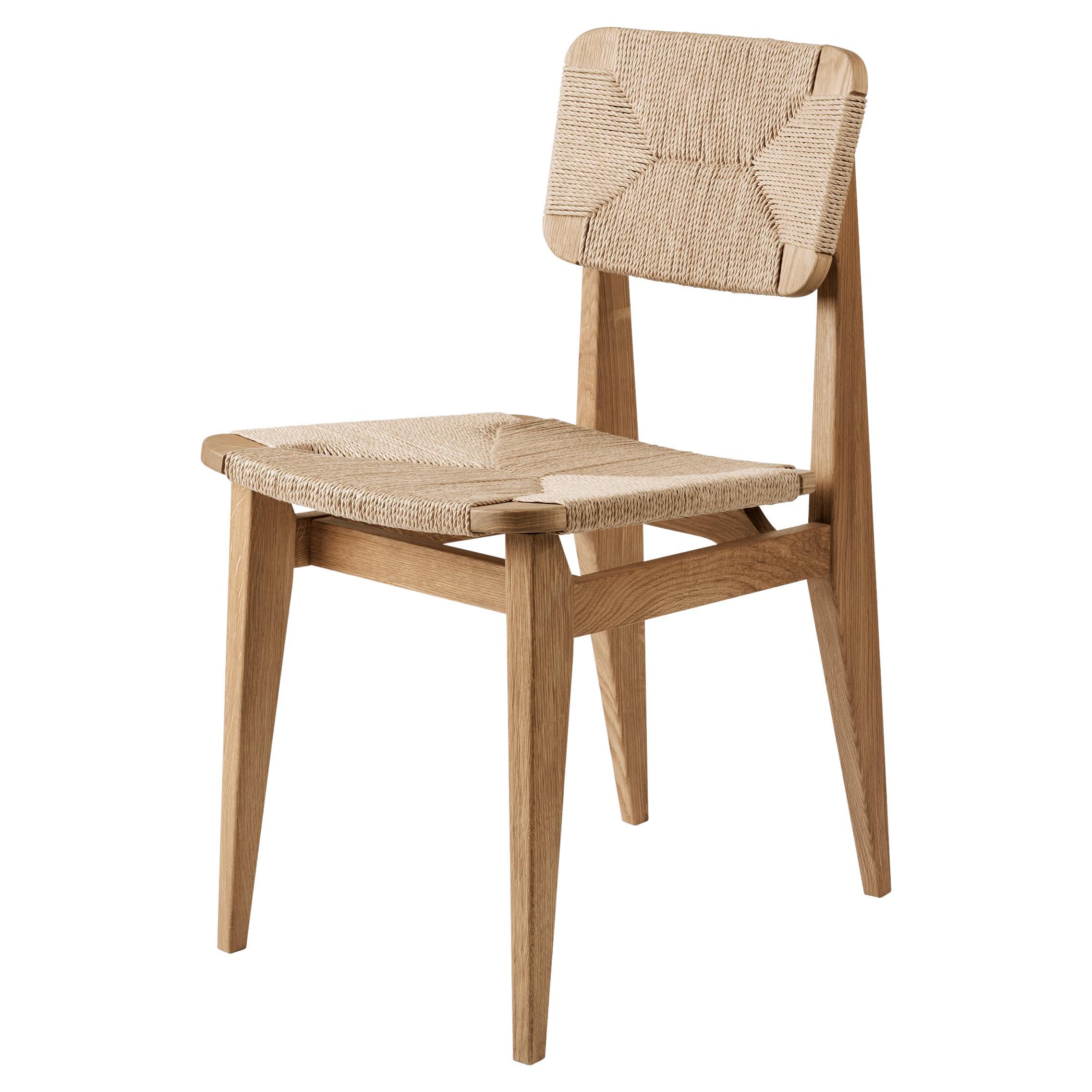 Marcel Gascoin 'C-Chair' Dining Chair Oak Oiled Paper Cord for GUBI