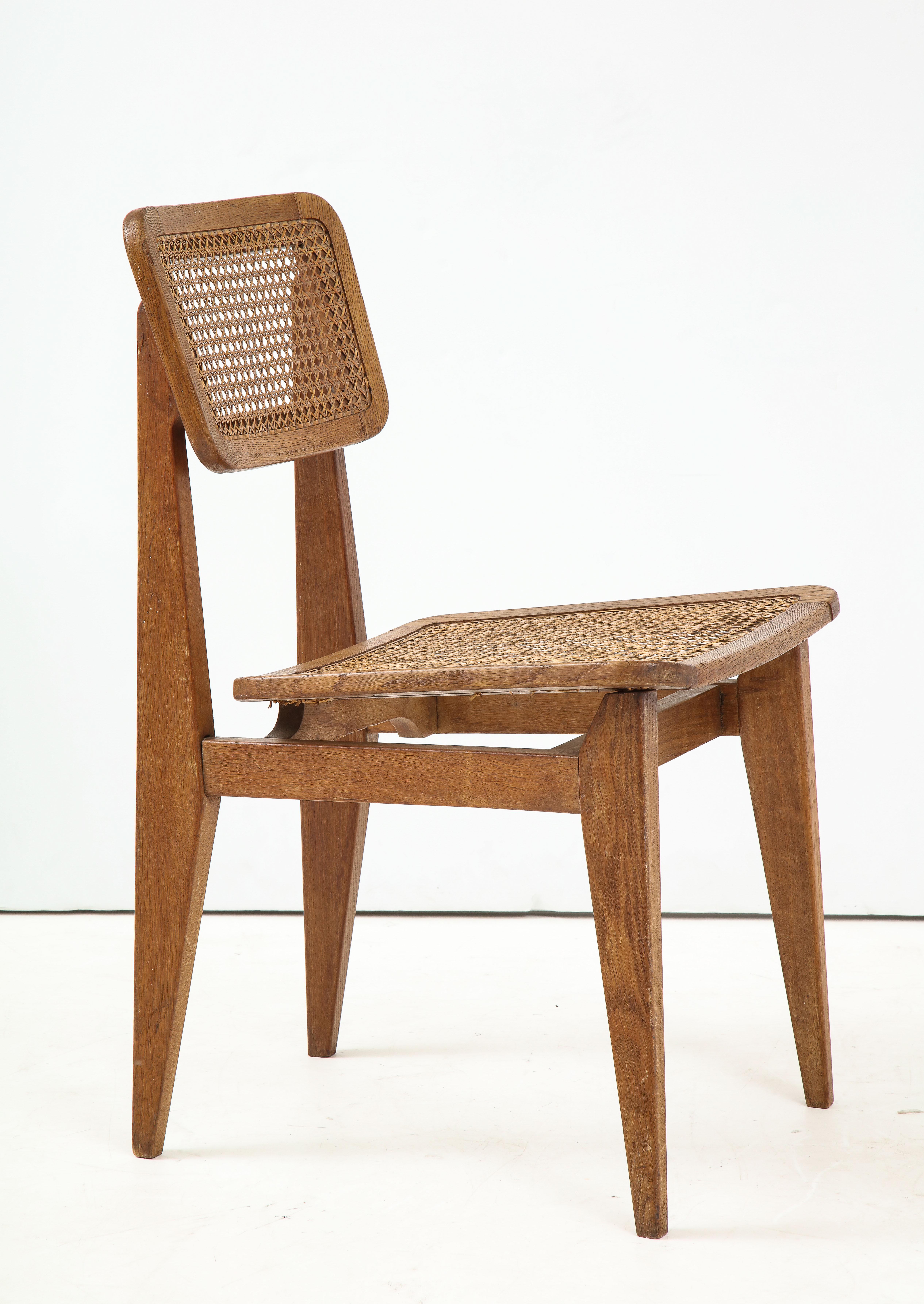 French Marcel Gascoin ‘C’ Chair, Oak, Caning, Edition Arhec, France, circa 1947-1950