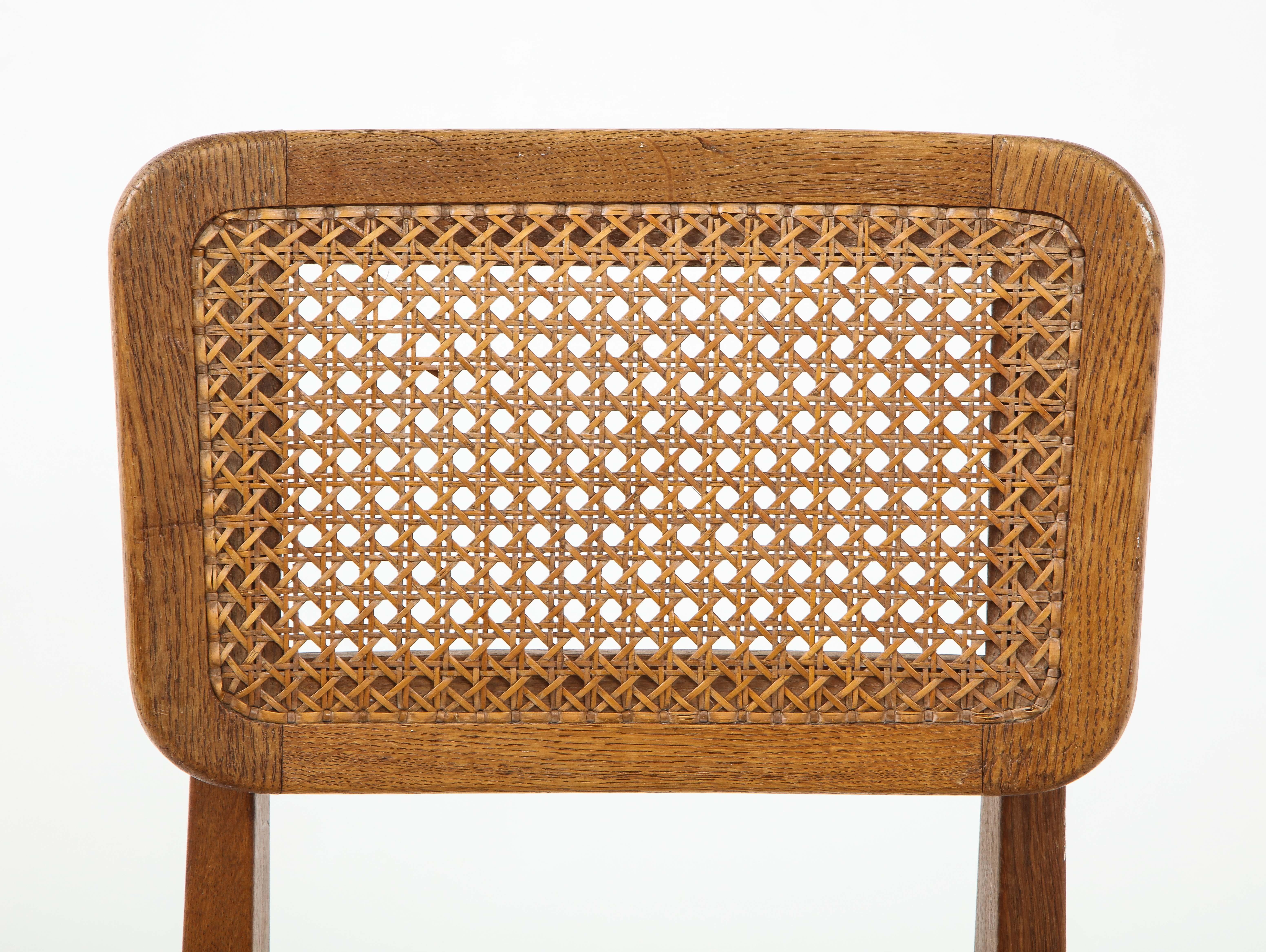 Mid-20th Century Marcel Gascoin ‘C’ Chair, Oak, Caning, Edition Arhec, France, circa 1947-1950