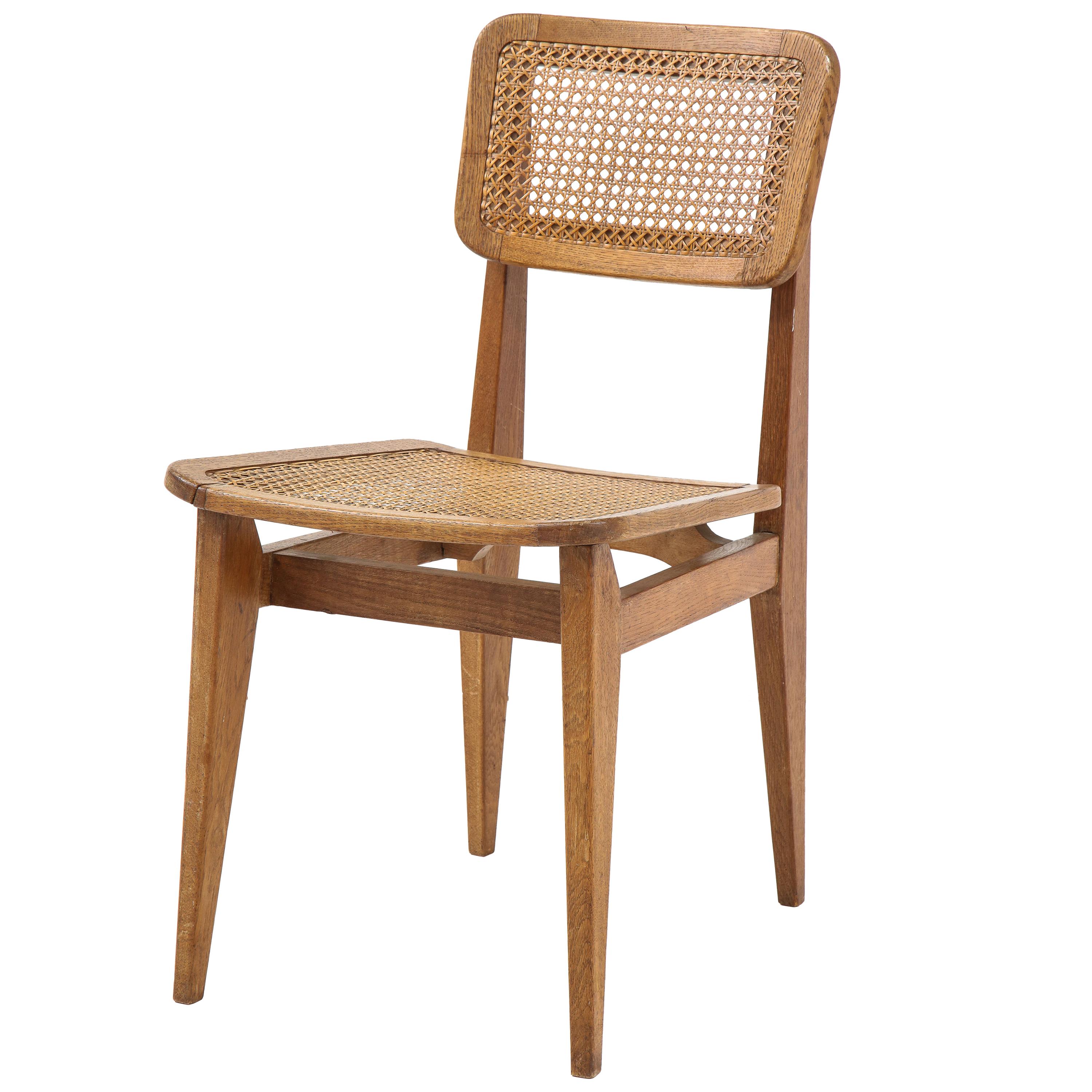 Marcel Gascoin ‘C’ Chair, Oak, Caning, Edition Arhec, France, circa 1947-1950