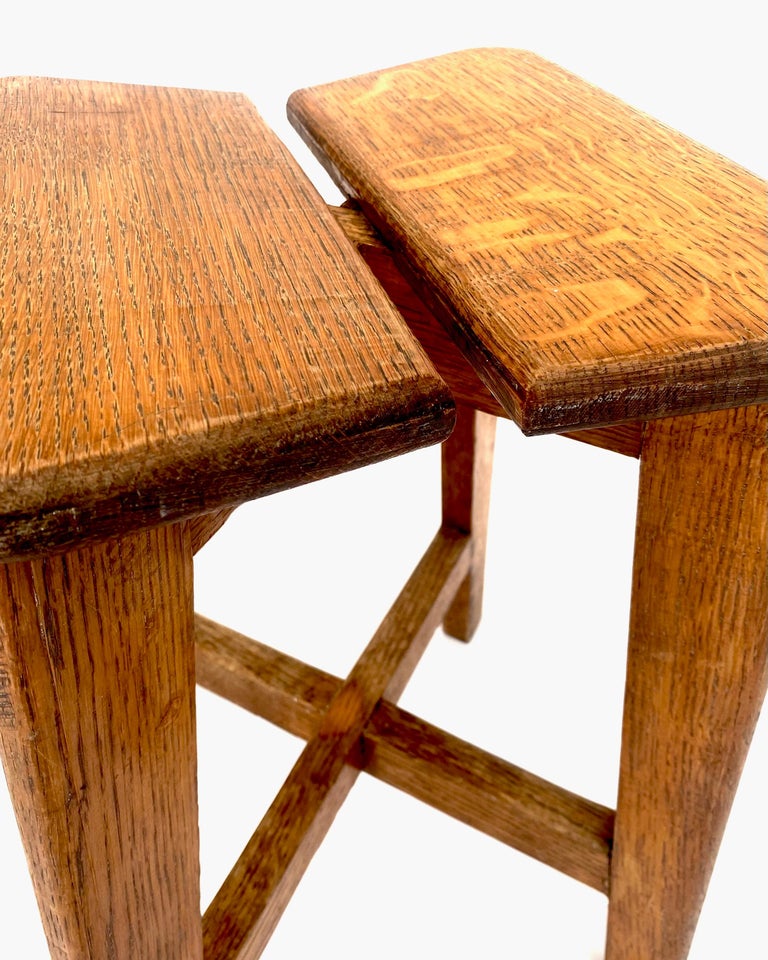 Marcel Gascoin French Tabouret Oak Trefle Side Table Edition Arhec