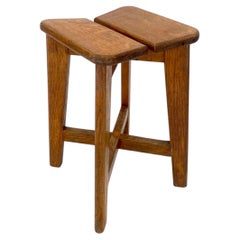 Marcel Gascoin French Tabouret Oak Trefle Side Table Edition Arhec, circa 1953