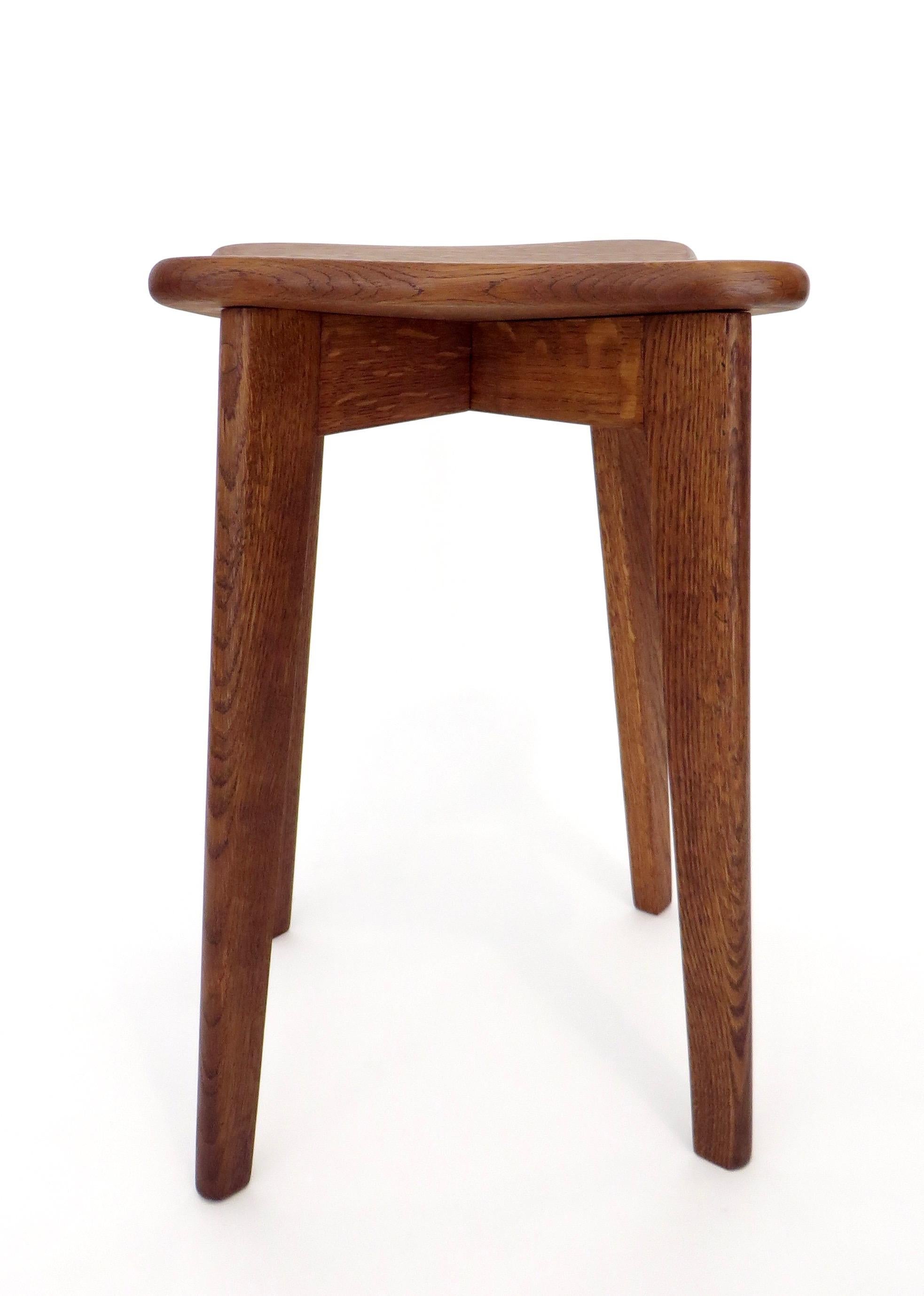 Marcel Gascoin French Tabouret Oak Trefle Sides Table Edition Arhec, circa 1953 8