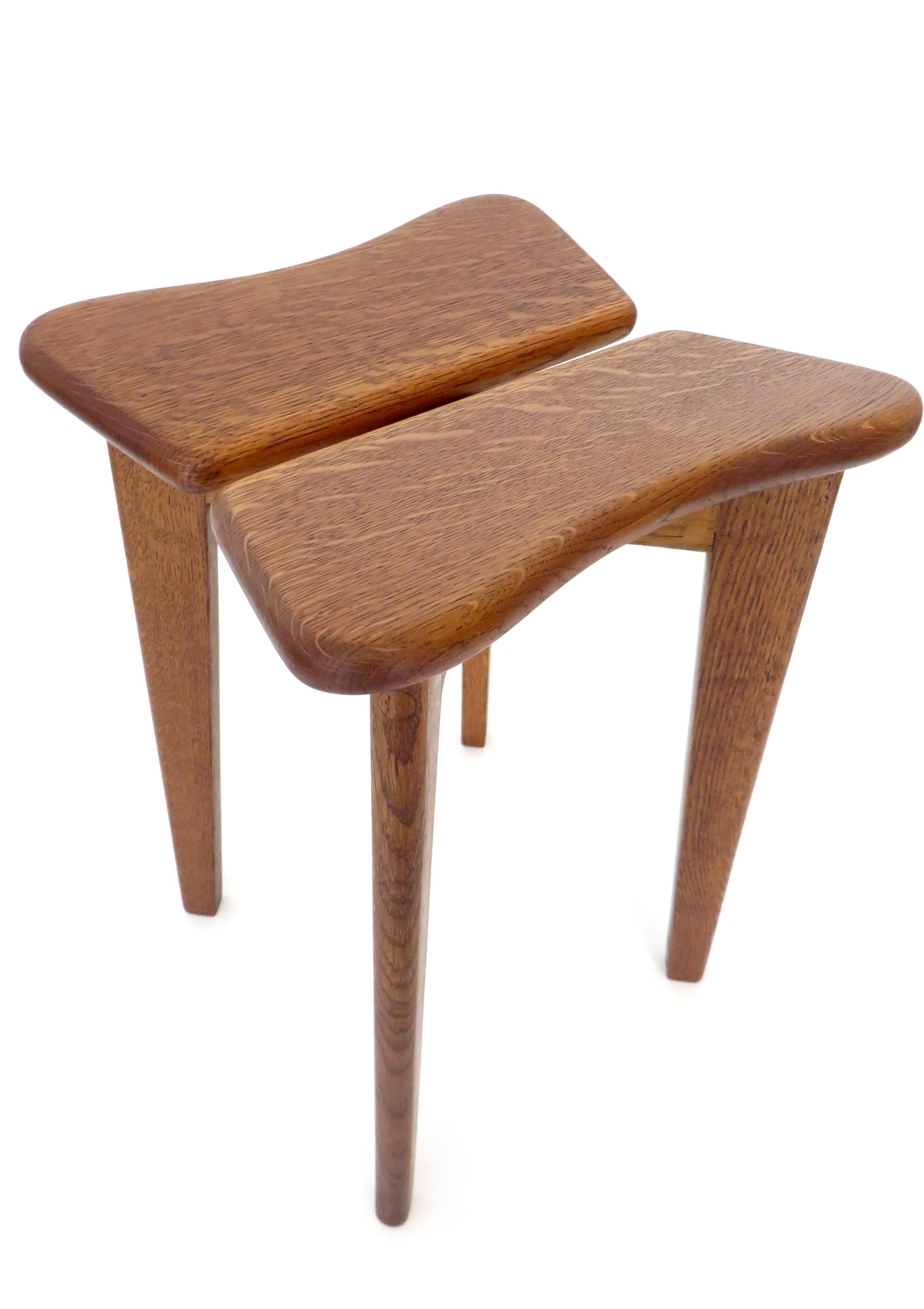 Mid-Century Modern Marcel Gascoin French Tabouret Oak Trefle Sides Table Edition Arhec, circa 1953