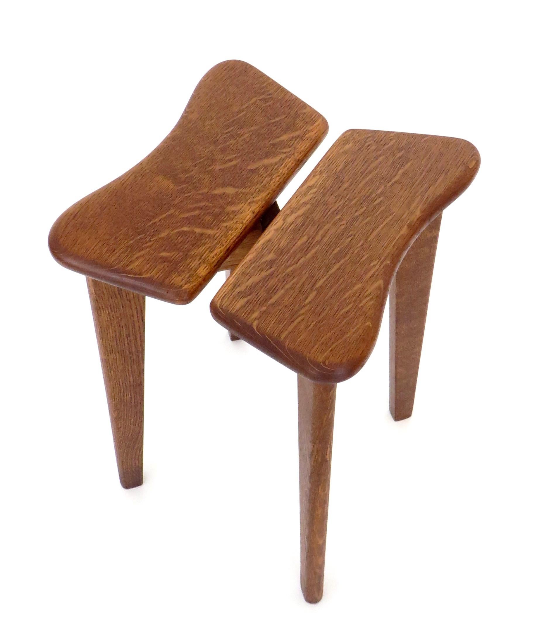 Marcel Gascoin French Tabouret Oak Trefle Sides Table Edition Arhec, circa 1953 1