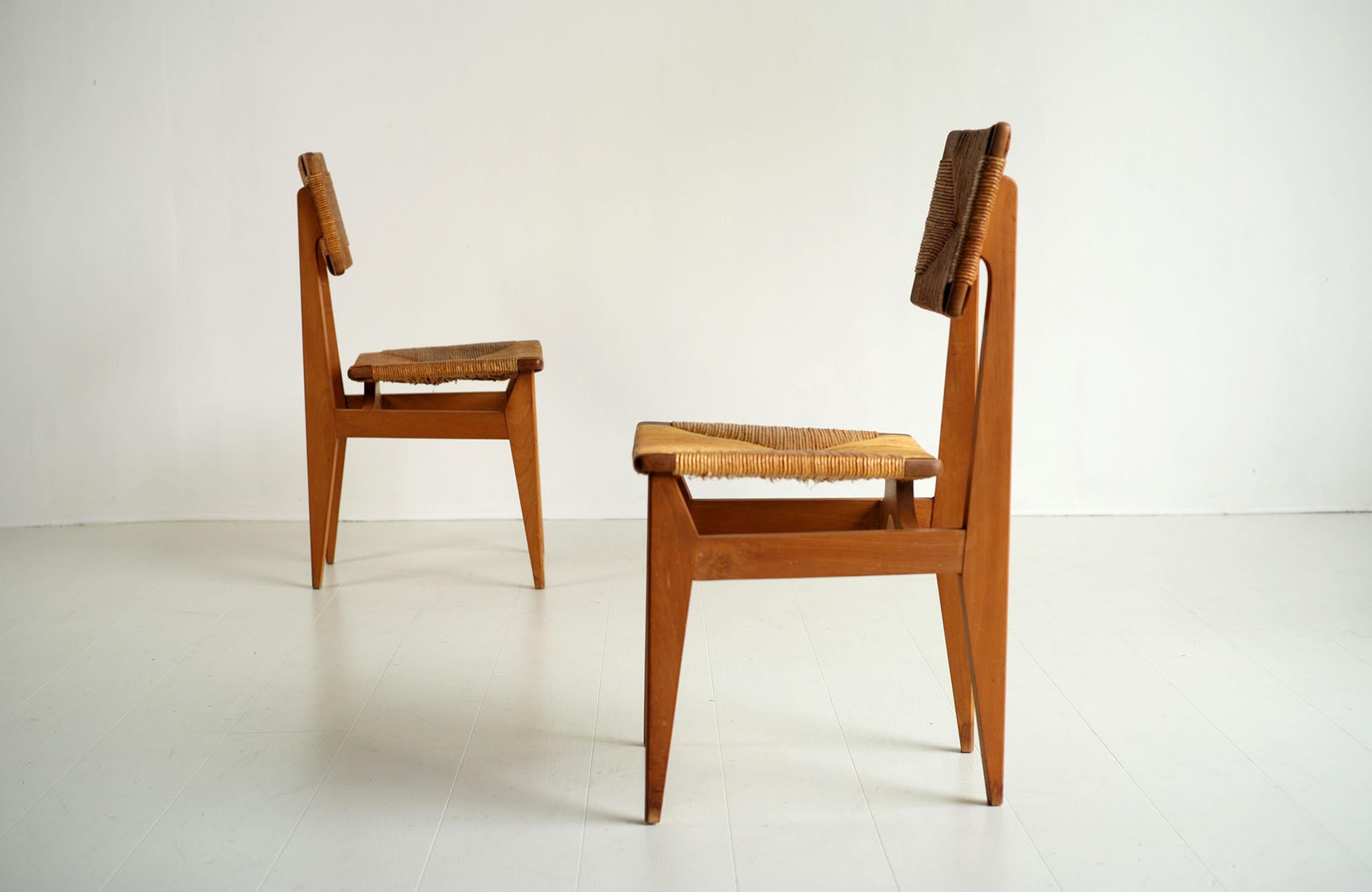 Marcel Gascoin, Paar „CF“-Stühle, Frankreich 1950 (Französisch) im Angebot