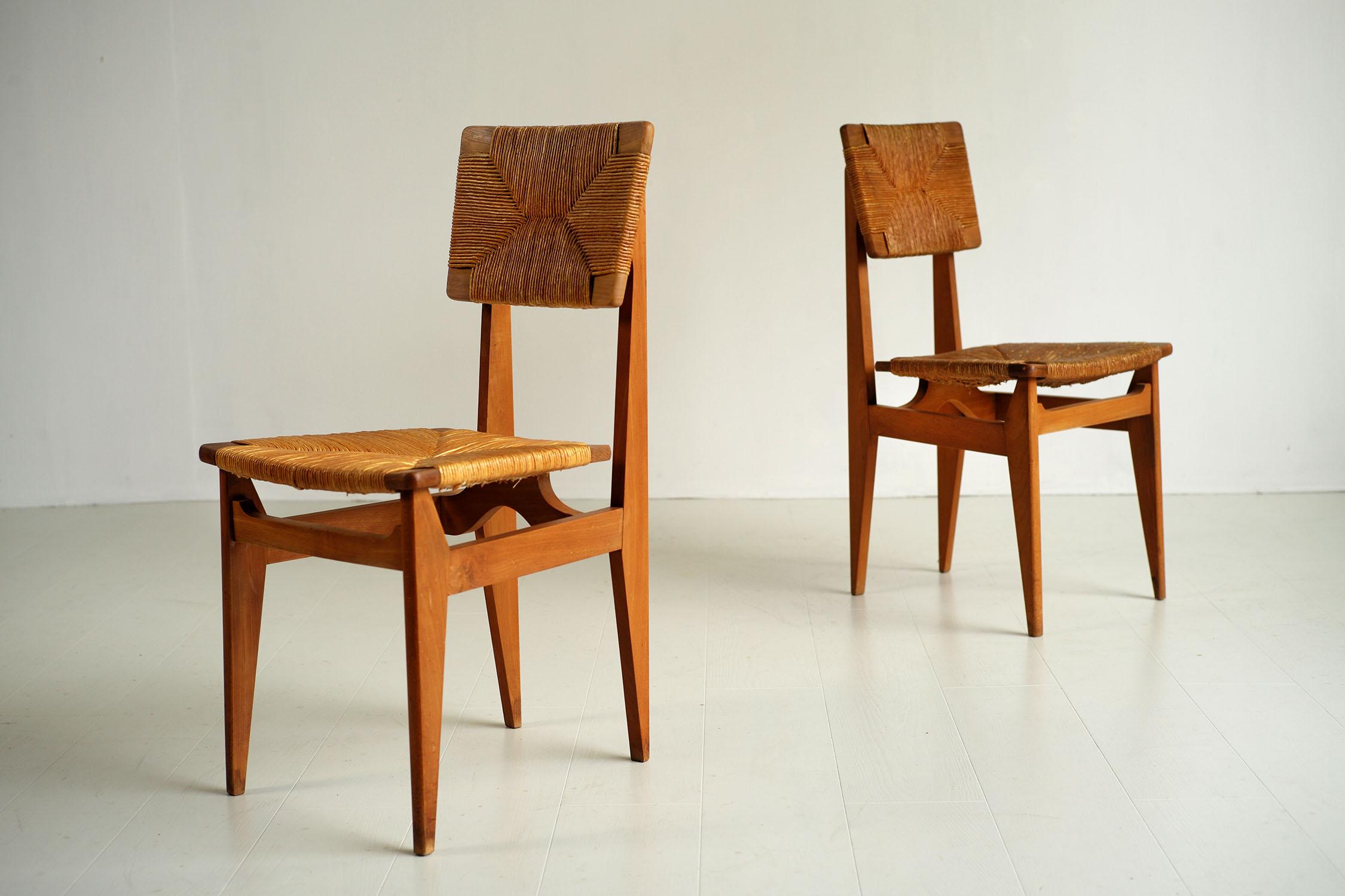Marcel Gascoin, Paar „CF“-Stühle, Frankreich 1950 (Mittleres 19. Jahrhundert) im Angebot
