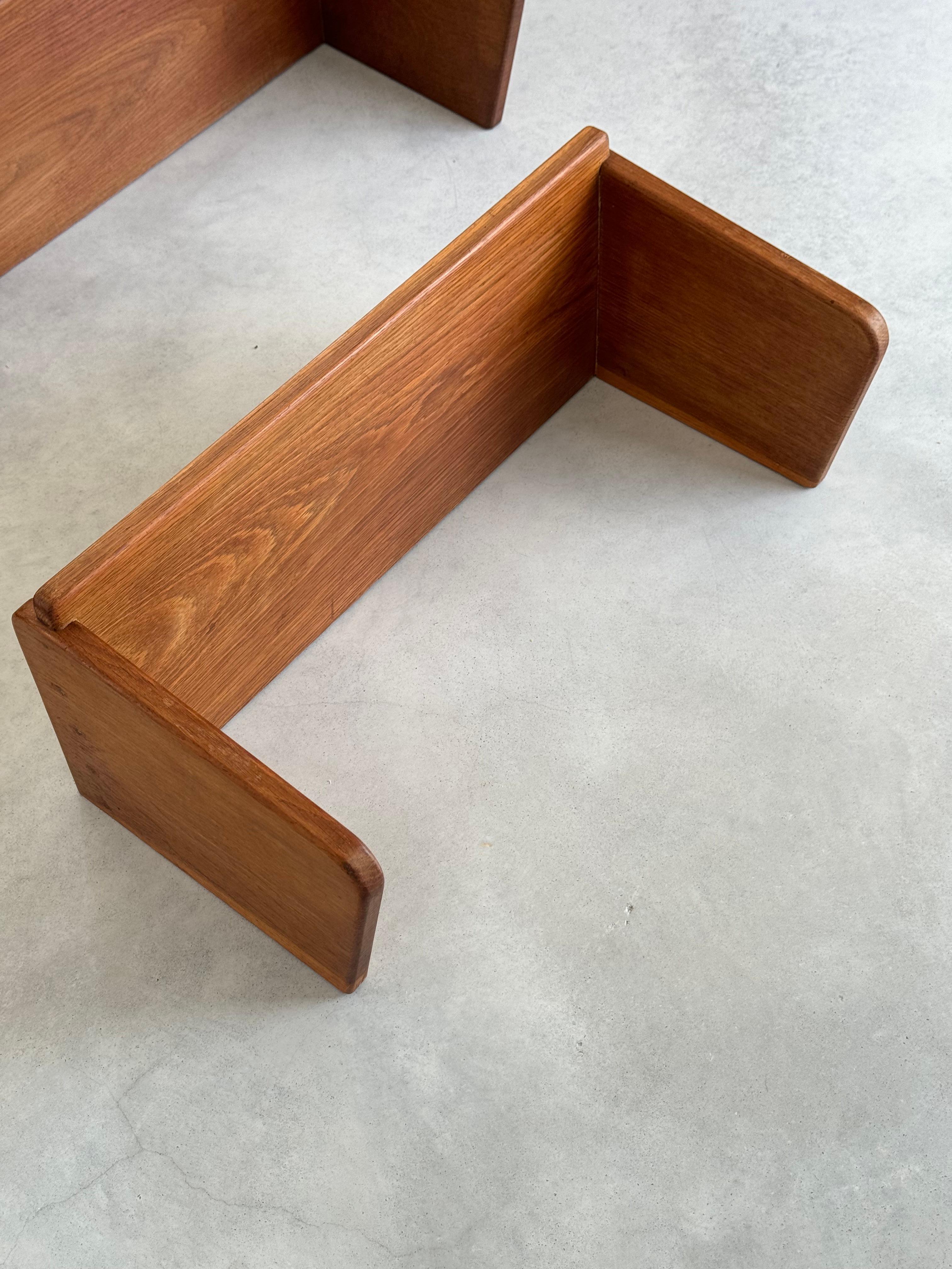 French Marcel GASCOIN, two Oak shelves, post ware design, France circa 1950s For Sale