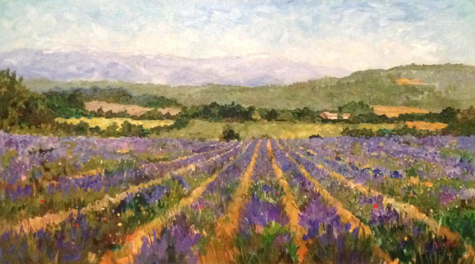 Lavender, Sault - Painting by Marcel Gatteaux
