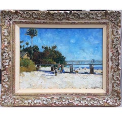 Naples Beach Looking South, Oil on Canvas, 21st Century, Framed