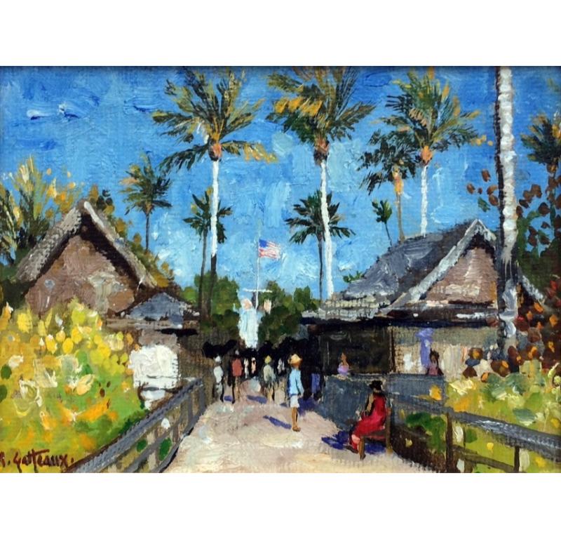 Landscape Painting de Marcel Gatteaux - Muelle de Naples mirando hacia Gulfshore Boulevard