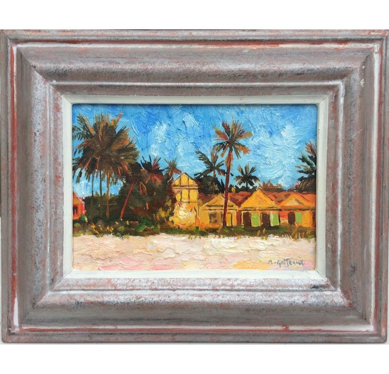 Il sole che si riflette sulla finestra, Naples Beach - Painting di Marcel Gatteaux