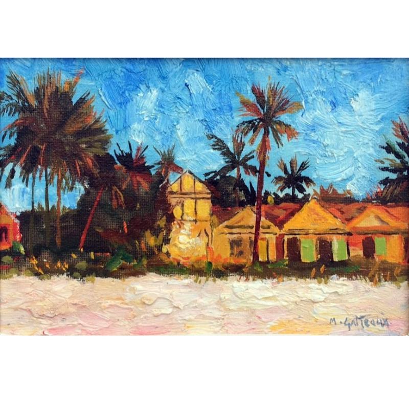 Marcel Gatteaux Landscape Painting - Sunlight Reflection in Window: Abstract Expressionist Oil Painting