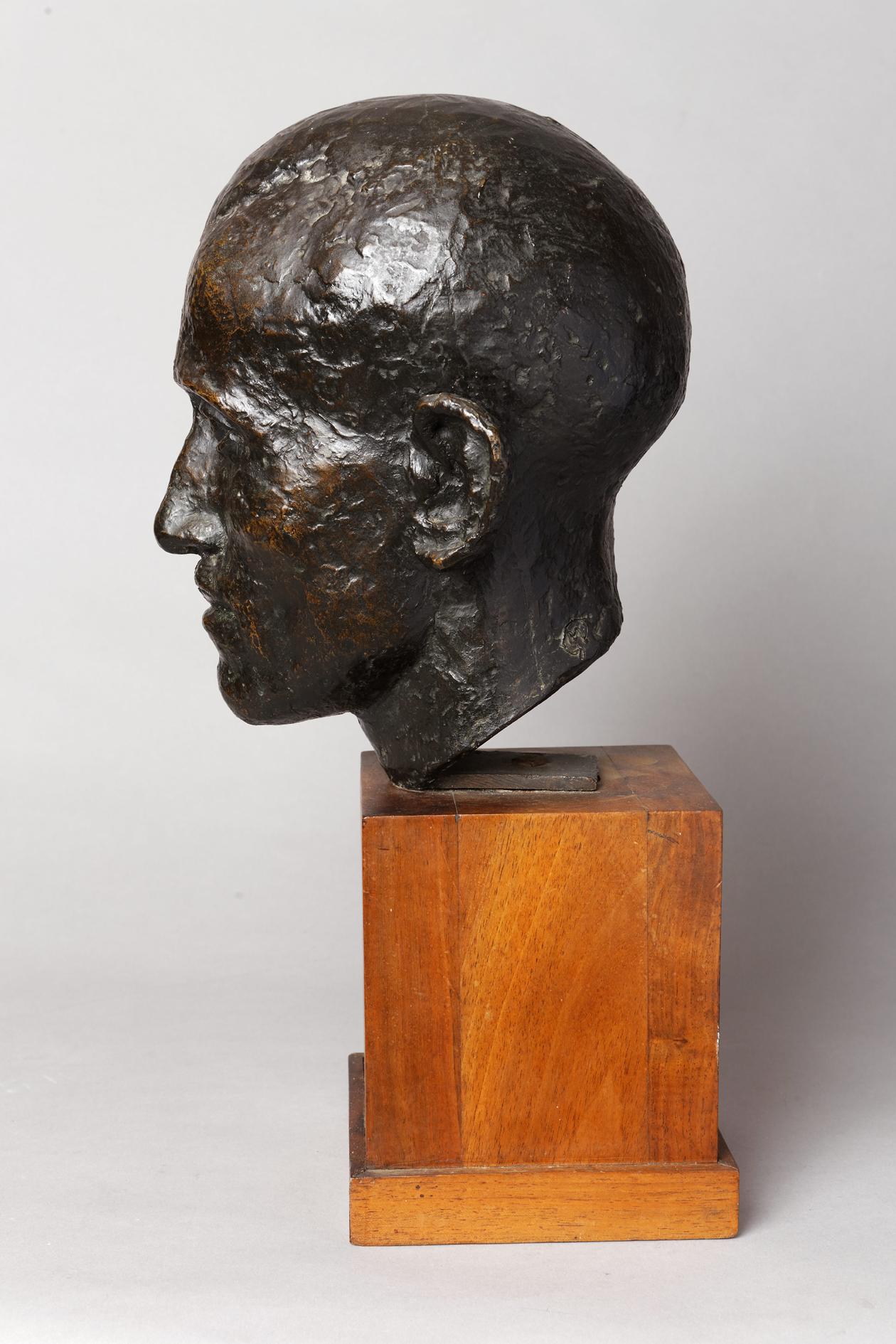 Portrait of a Man - Sculpture by Marcel GIMOND
