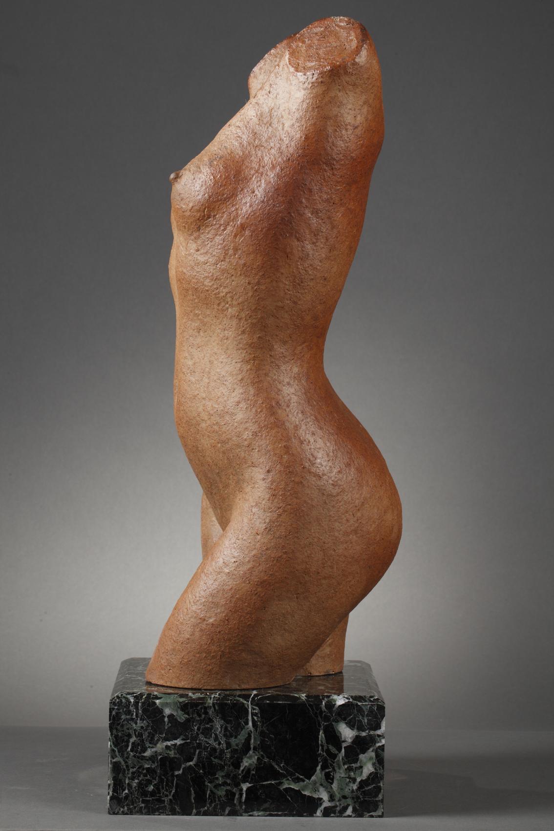 Torso d'une femme - Gris Nude Sculpture par Marcel GIMOND