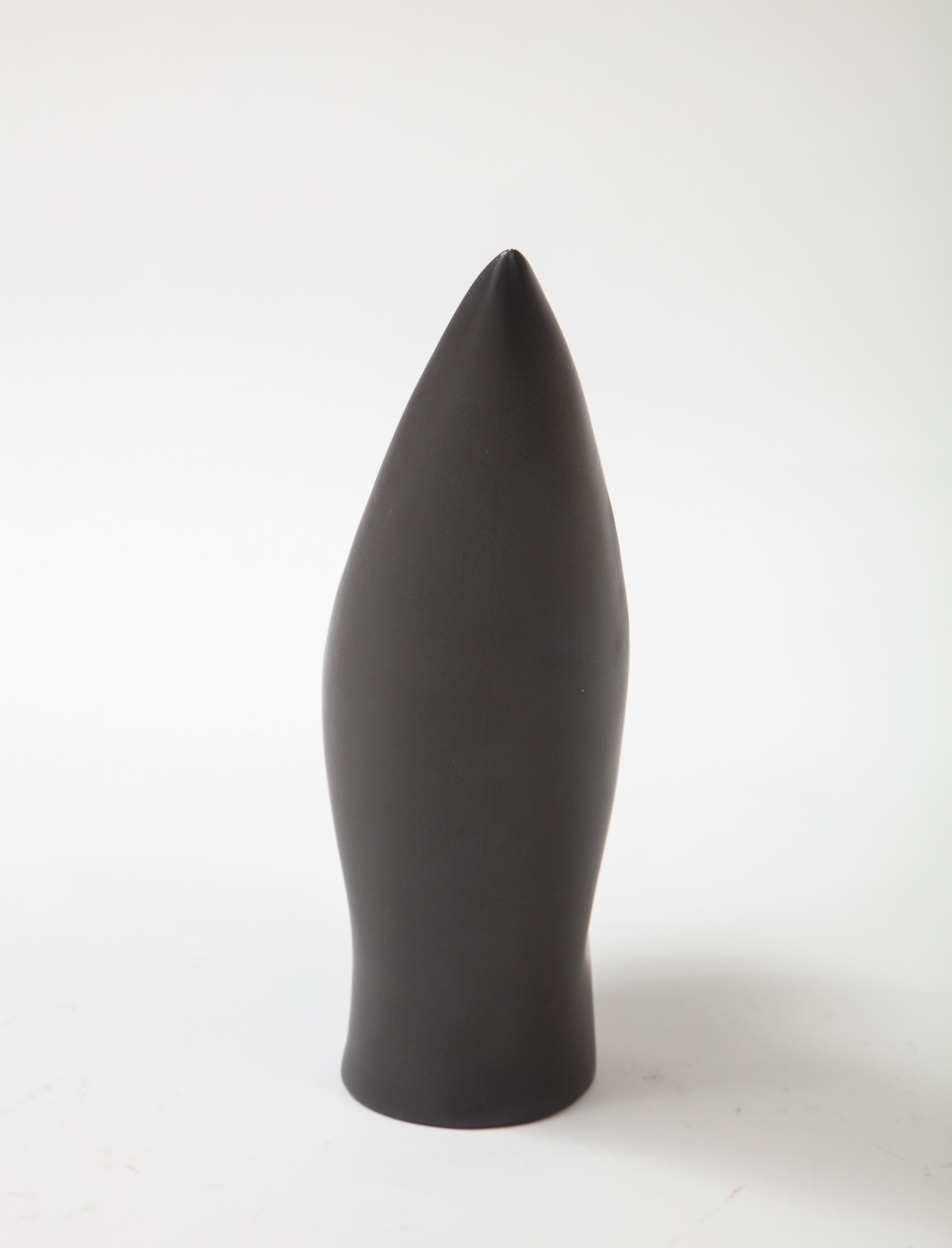 Mid-20th Century Marcel Giraud Black Asymmetrical Vase, Vallauris, France, c. 1950, Signed