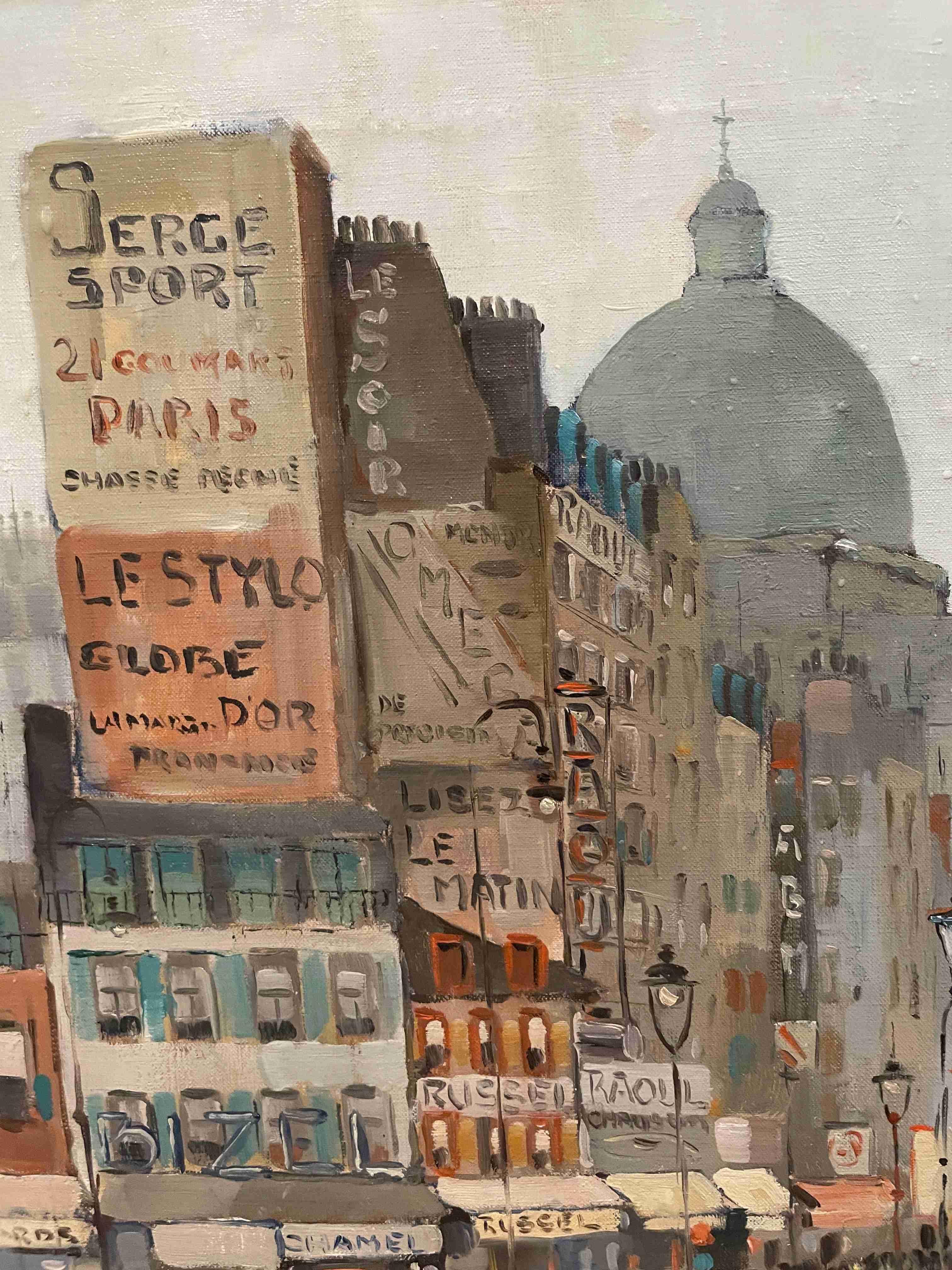 A wonderful, 1950s period Paris Street scene by artist Marcel Godin.