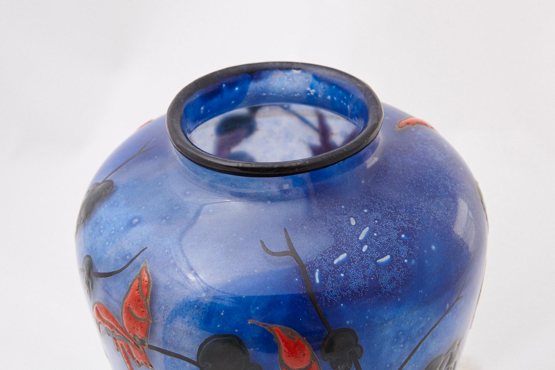 Inizio XX secolo Vaso in vetro smaltato di Marcel Goupy con tre donne nude, 1925 circa in vendita