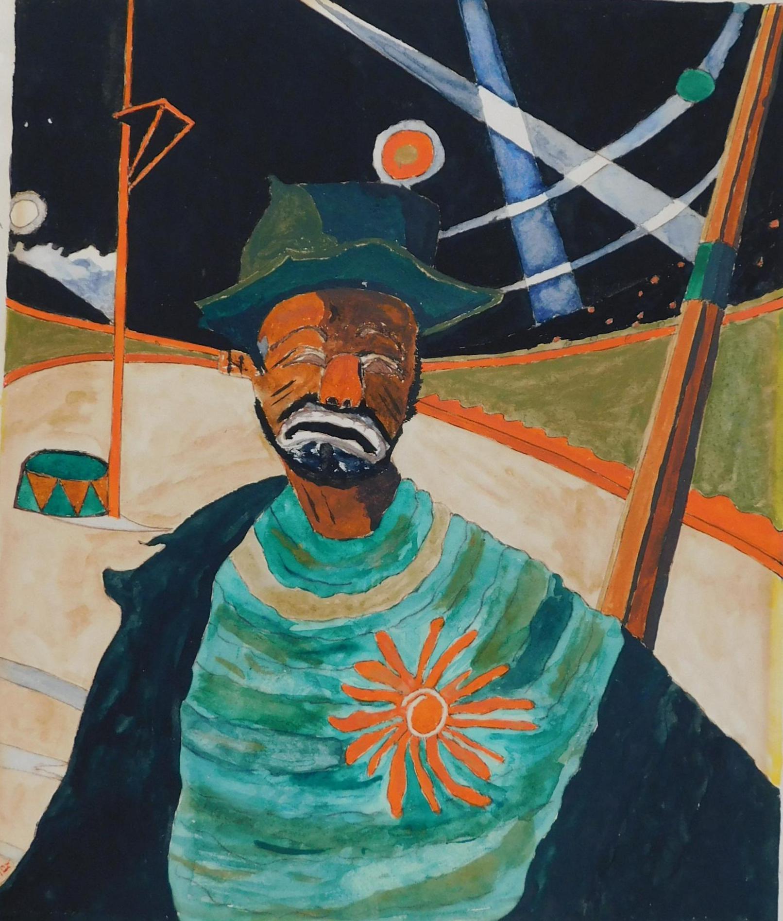 Marcel Gromaire Original Watercolor - Circus Clown For Sale 1