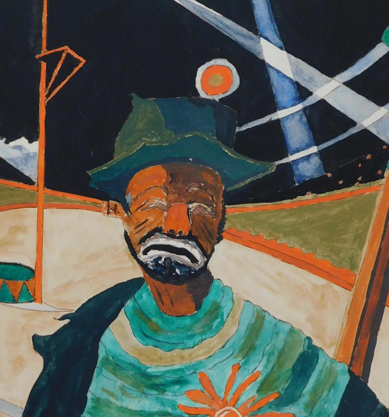 Marcel Gromaire Original Watercolor - Circus Clown For Sale 2
